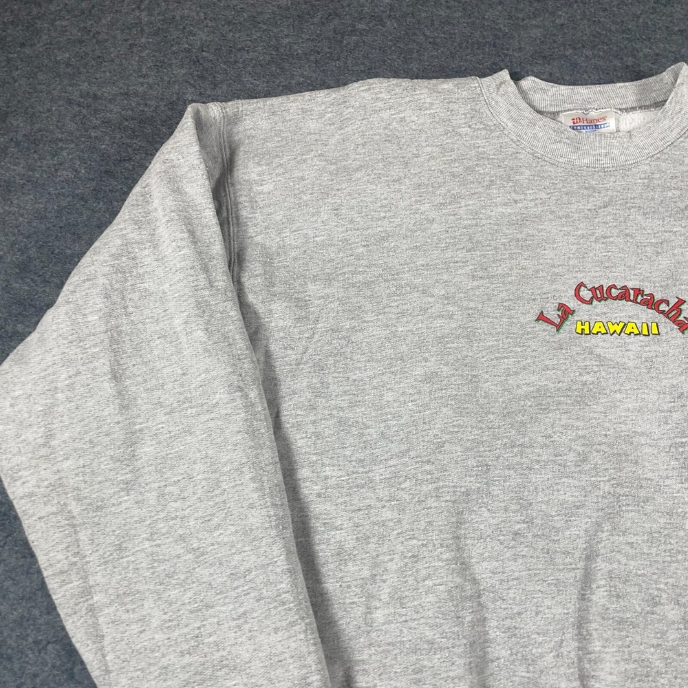 VTG Hanes Sweatshirt Mens Large Gray Crewneck Pullover Waikiki Mexican Grill 90s - Picture 7 of 12
